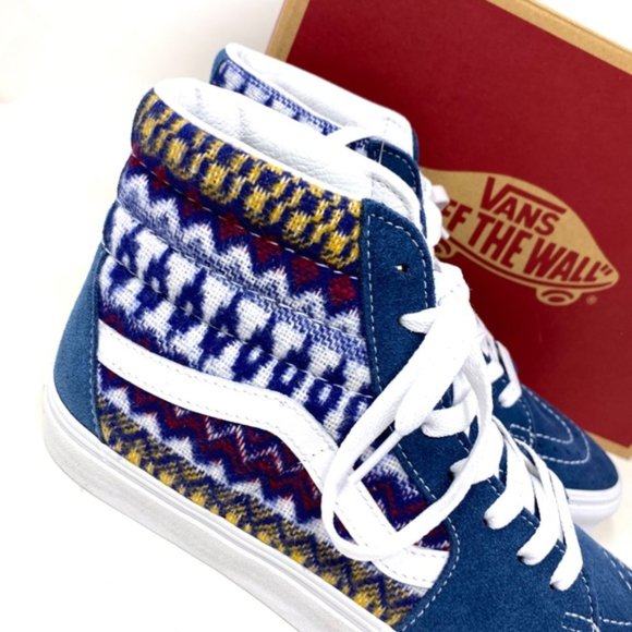 VANS Sk8-Hi Blue Multicolor Women's Suede Canvas Shoes Sneakers Size VN0A7Q5NBER - Picture 6 of 10